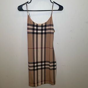 size small brown plaid dress slip